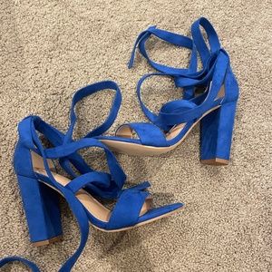 Huiyuzhi Womens Chunky Ankle Strappy Pumps Lace Up High Heels Sandals